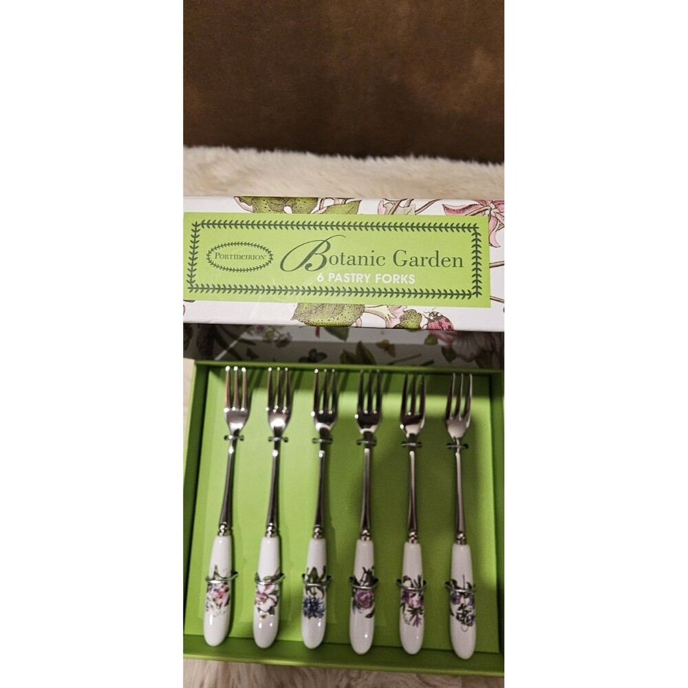 Portmeirion Botanic Garden Pastry Forks - Set of 6 NIB
